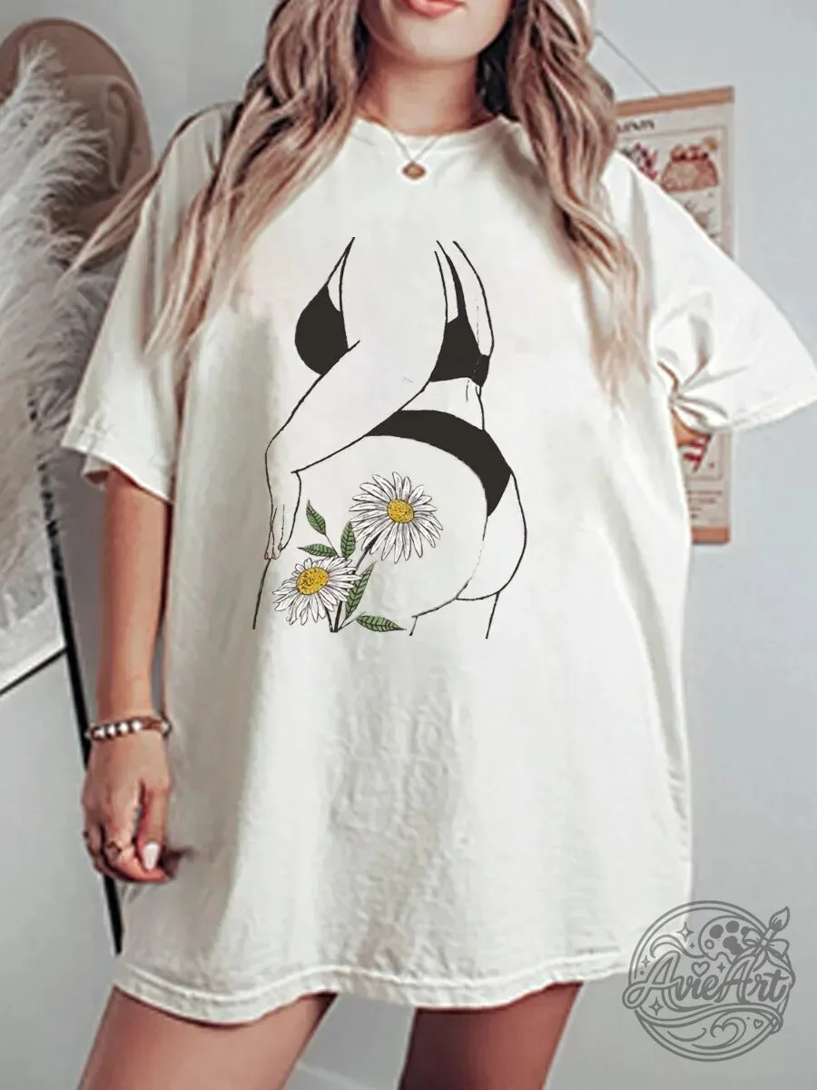 Every Body Is Beautiful Daisy Flower Graphic Oversized T-Shirt 1 Every Body Is Beautiful Daisy Flower Graphic Oversized T-Shirt