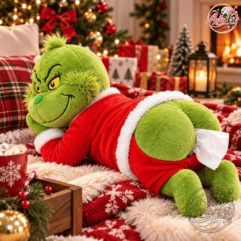 Funny Chistmas Grinch Butt Plush Tissue Box Holder 2026 Special